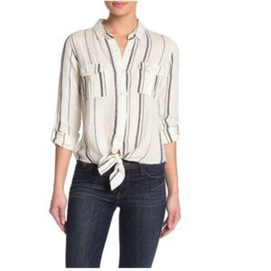 Thread & Supply black & cream tie front top